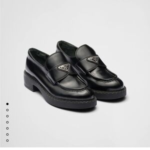 Prada Triangle Logo Patent Leather Loafers